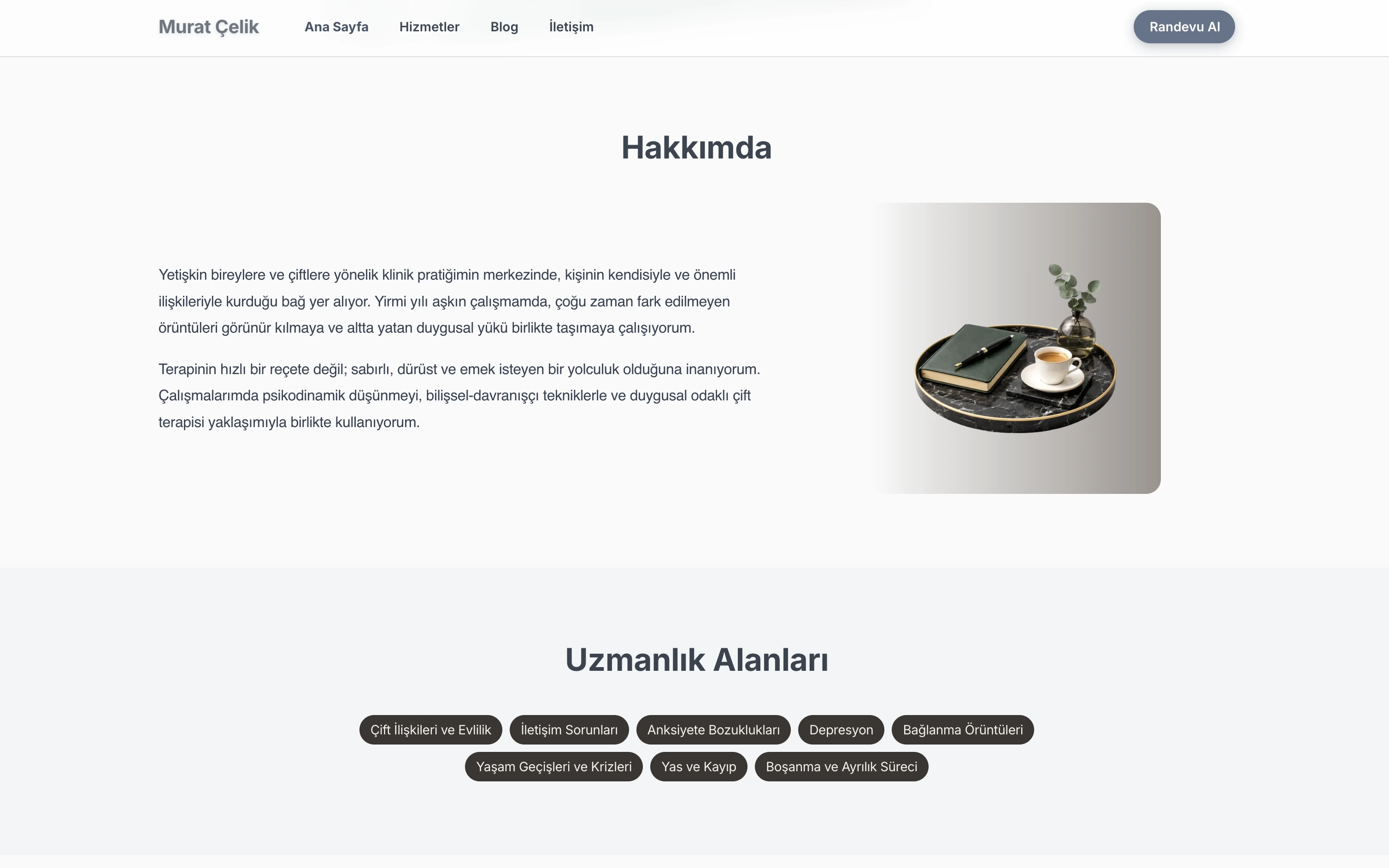 Murat terapist web sitesi — Klasik stilde Tanışma bölümü örneği